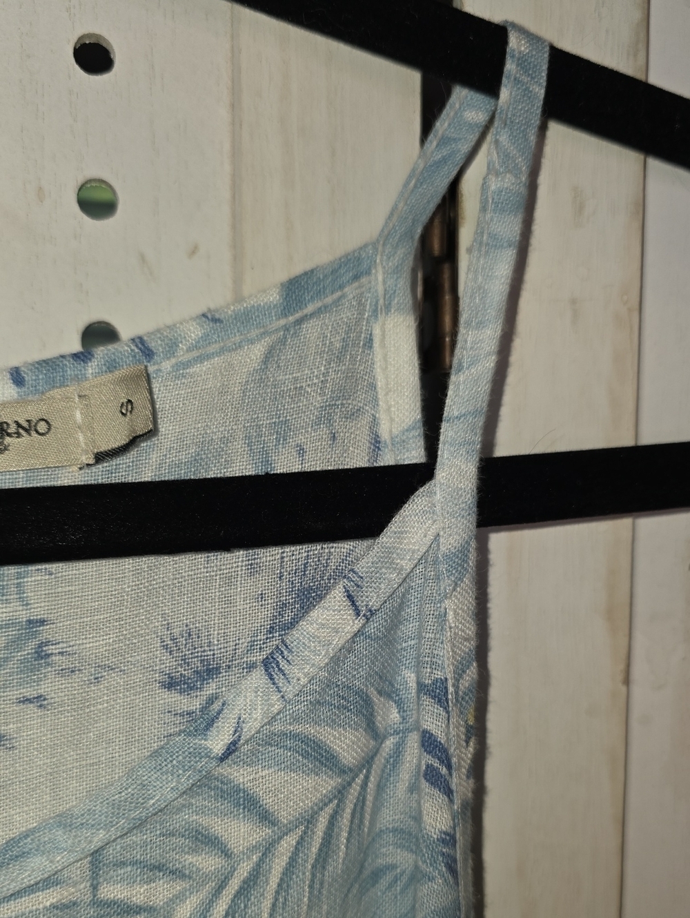 Lungo L'Arno 100% Linen Sleeveless Light Blue Floral Maxi Dress Tropical Small - Picture 5 of 8